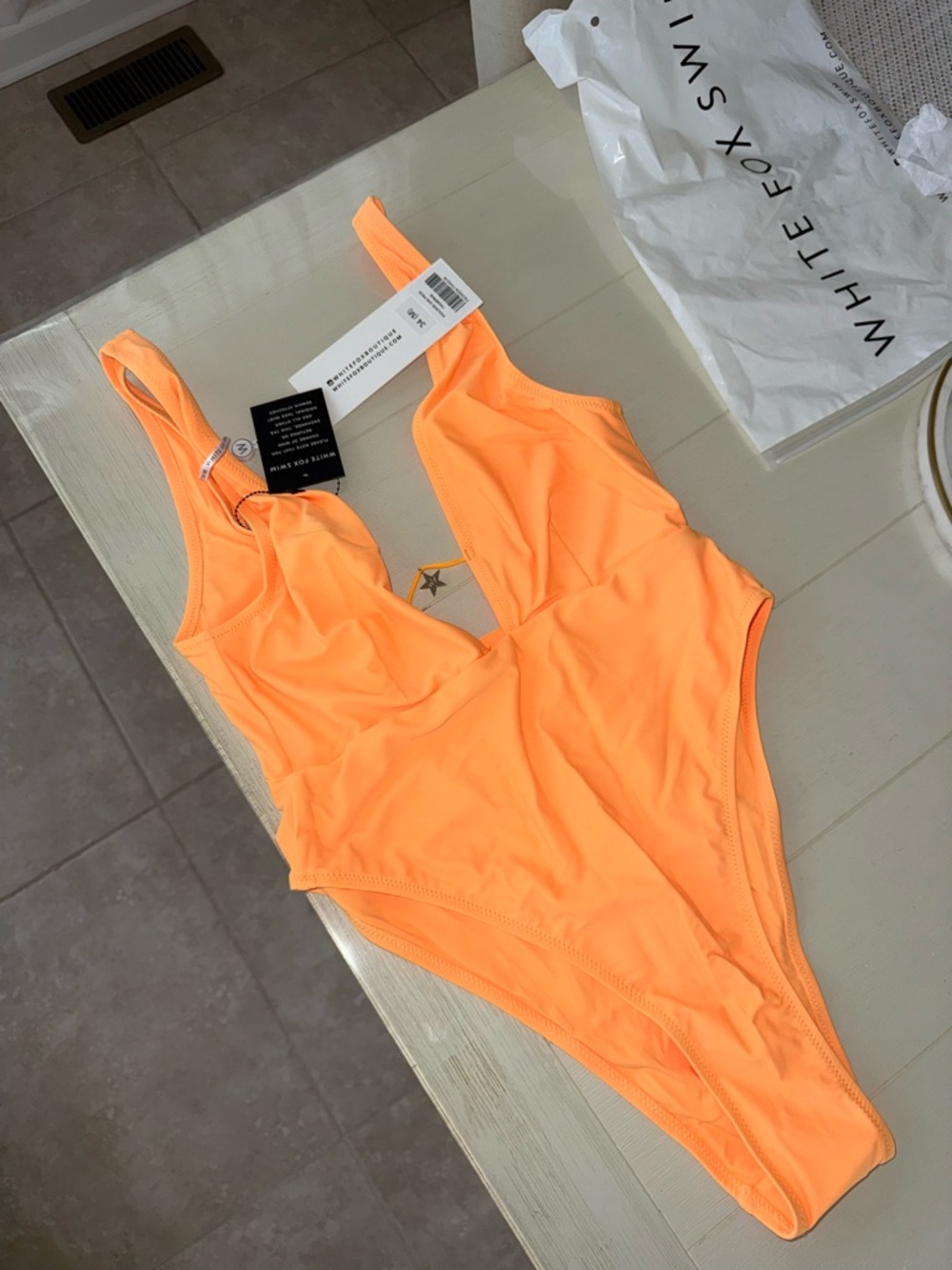 NEW White Fox Boutique Neon Orange One-Piece Swimsuit